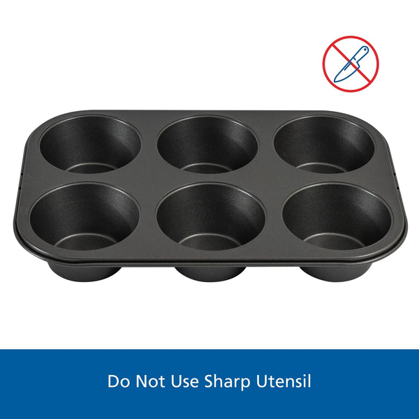 Mainstays 6 Cup Jumbo Muffin Pan, Non-Stick Bakeware,3.4 inch Diameter Cups,Gray,Carbon Steel - Image 6